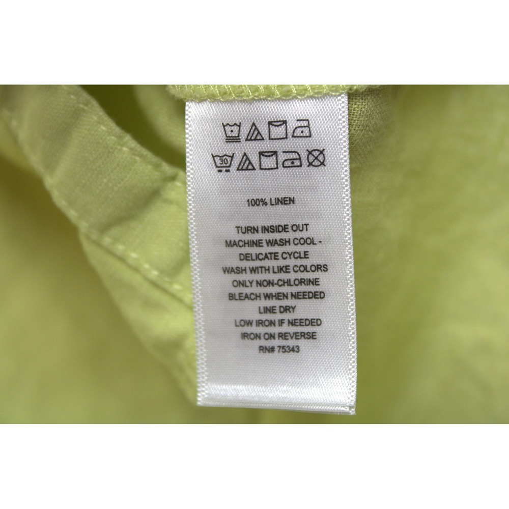 Sigrid Olsen 100% Linen Button Up Shirt Lime Green S Coastal - Picture 5 of 7